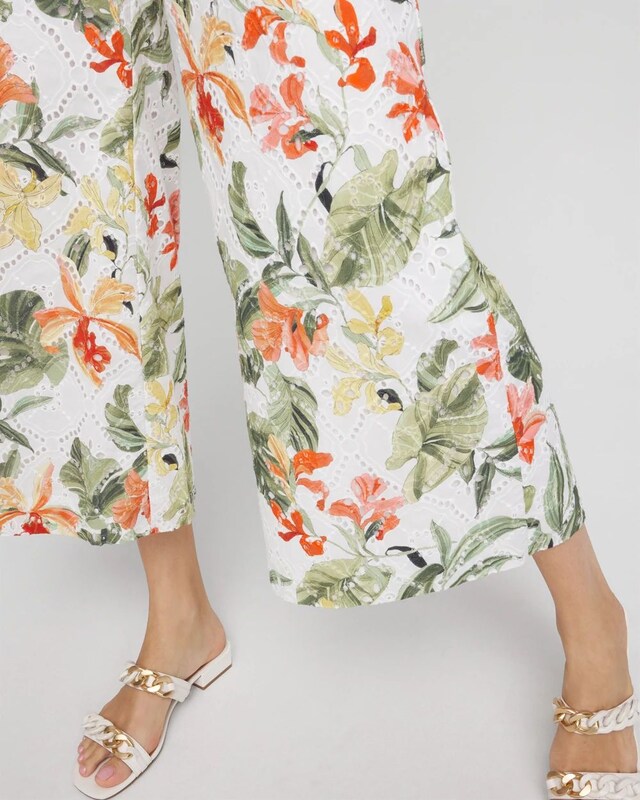 Floral Eyelet Culotte Pants - image 4